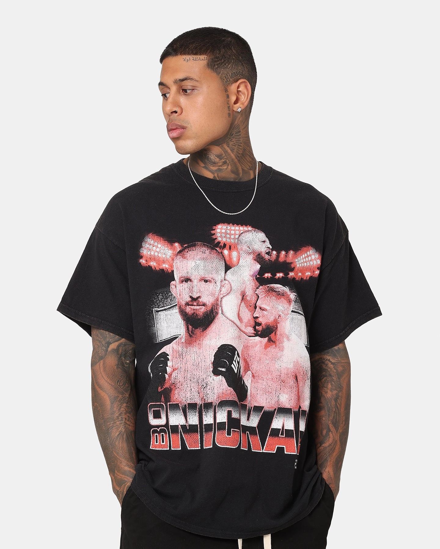 Side Vent Design UFC By Goat Crew Bo Nickal Vintage T-Shirt Black Wash