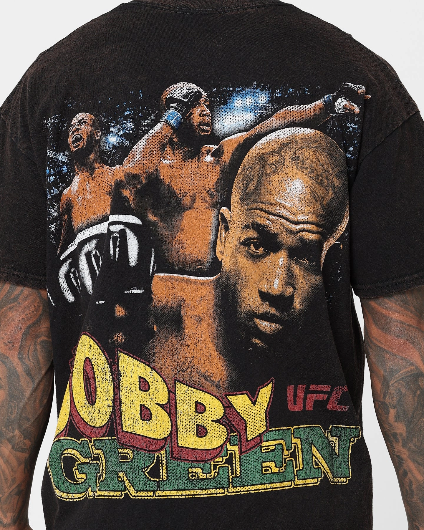 UFC By Goat Crew Bobby Green Vintage T-Shirt Black Wash Sublimation Resistant Fabric