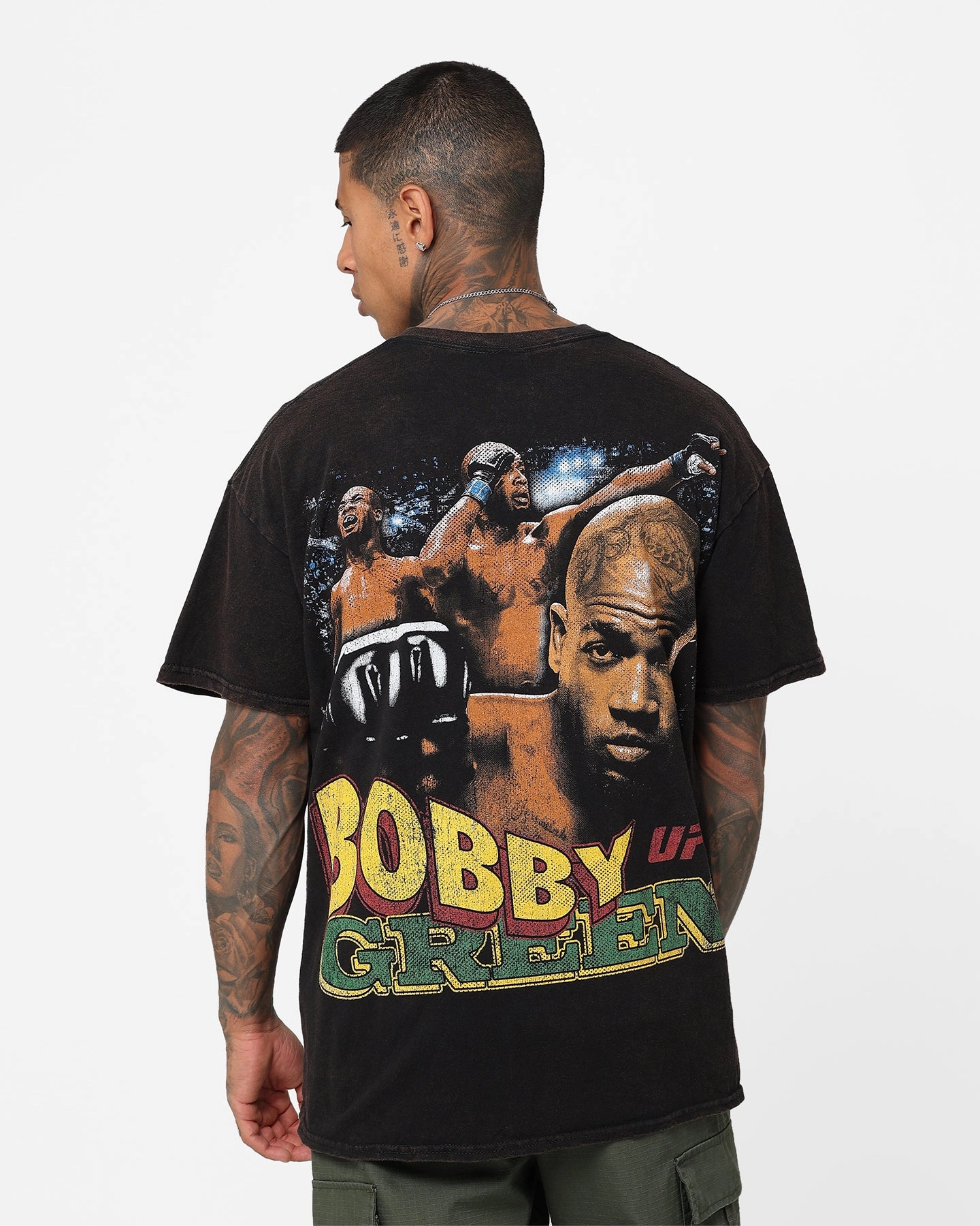 UFC By Goat Crew Bobby Green Vintage T-Shirt Black Wash UV Protective Fabric Sleek Layer