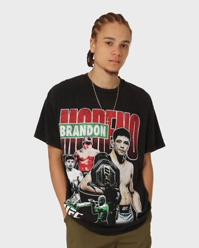 Yarn Dyed Fabric Wrinkle Resistant Cloth UFC By Goat Crew Brandon Moreno Vintage T-Shirt Black Wash
