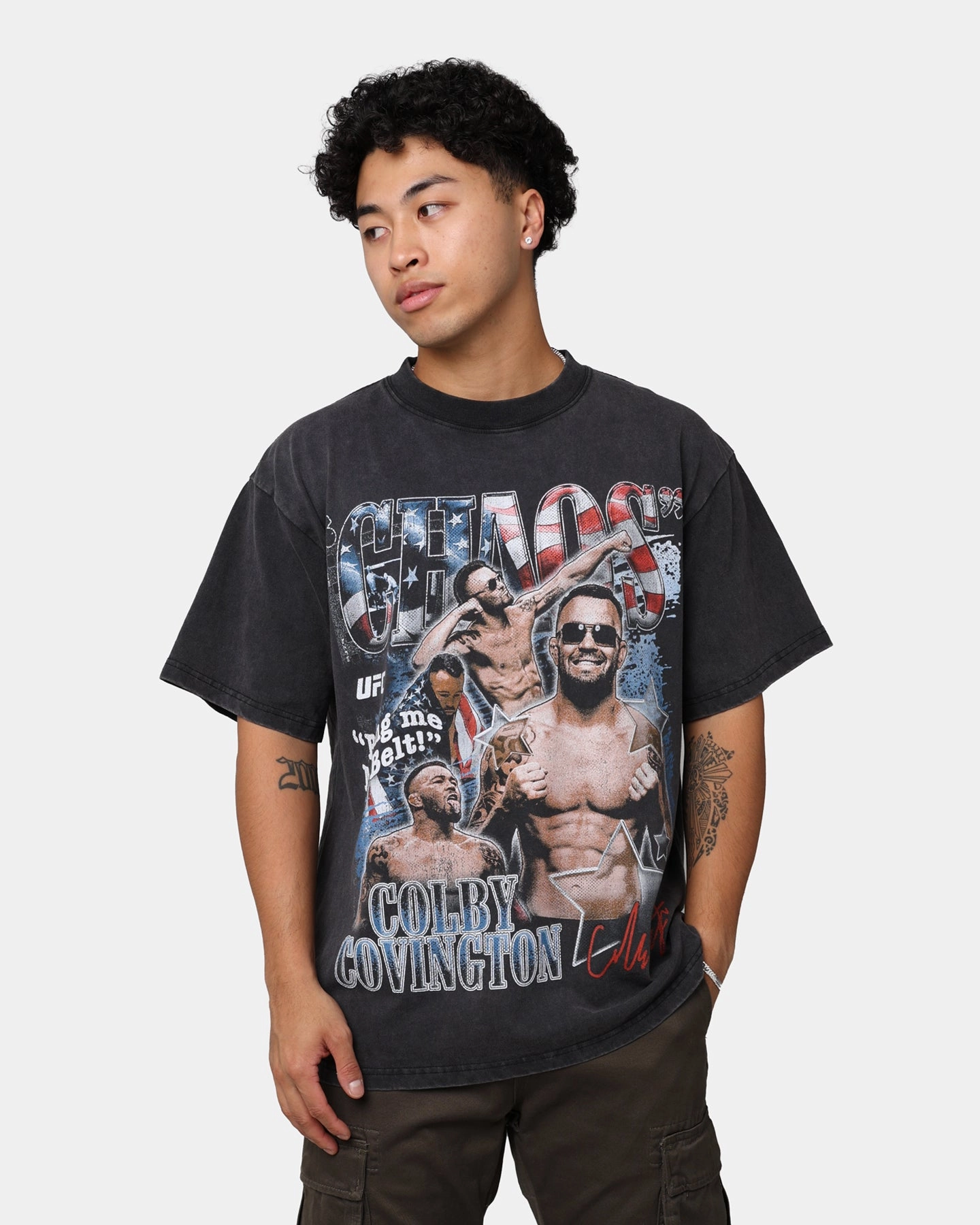 Timeless Wear UFC By Goat Crew Colby Covington Belt Vintage T-Shirt Washed Black