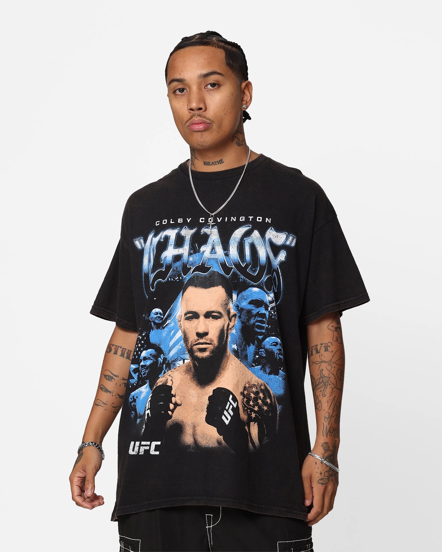 Non Toxic Materials UFC By Goat Crew Colby Covington Vintage T-Shirt Black Wash