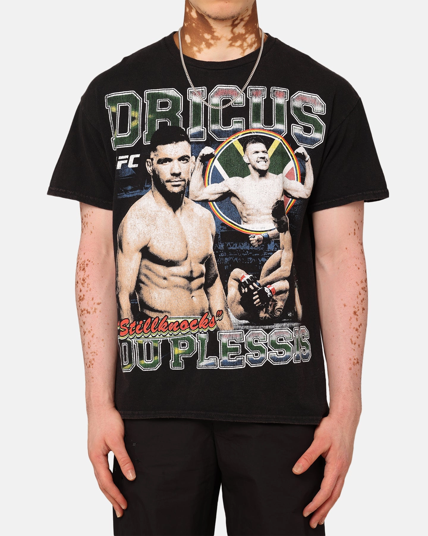 Reinforced Shoulder Seams UFC By Goat Crew Dricus Du Plessis Vintage T-Shirt Black Wash