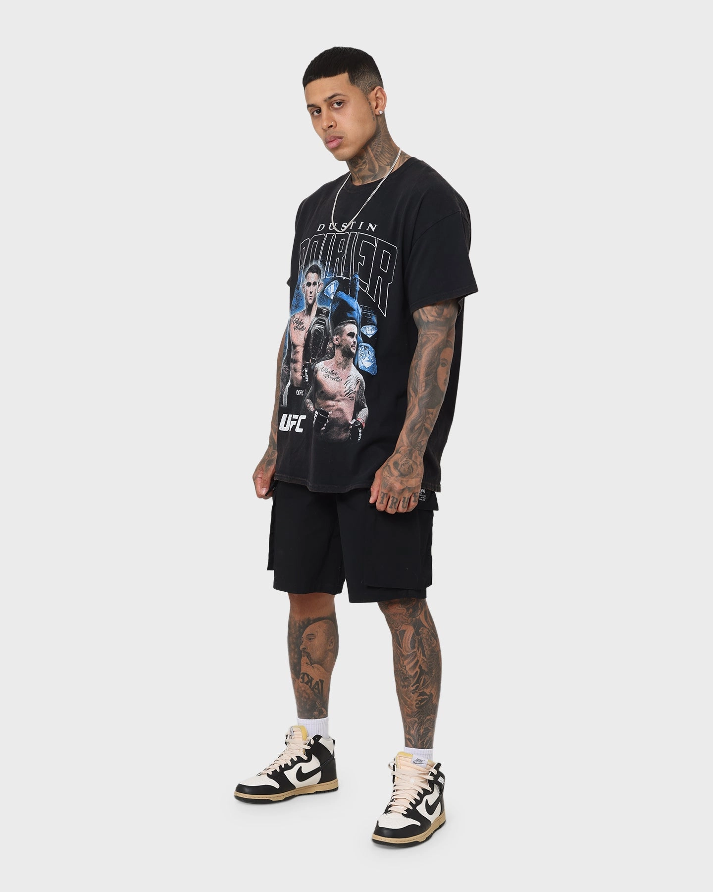UFC By Goat Crew Dustin Poirier Vintage T-Shirt Black Wash Outdoor Wear Unisex