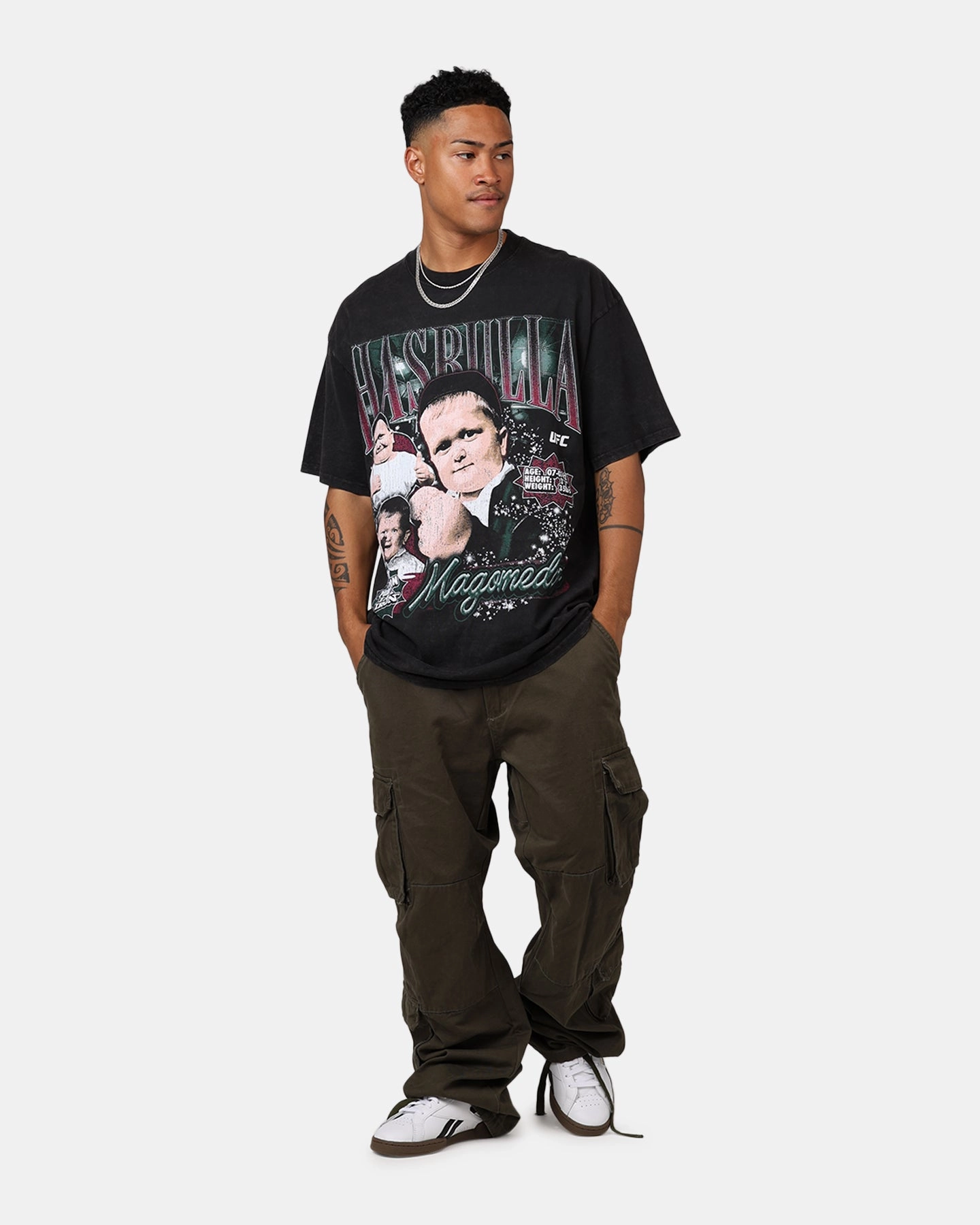 Chill Vibes UFC By Goat Crew Hasbulla Vintage T-Shirt Black Acidwash