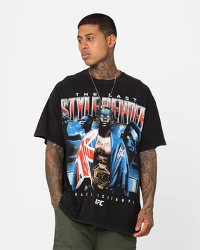 Cozy Layer Striped Pattern UFC By Goat Crew Israel Adesanya Last Stylebender Vintage T-Shirt Black Wash