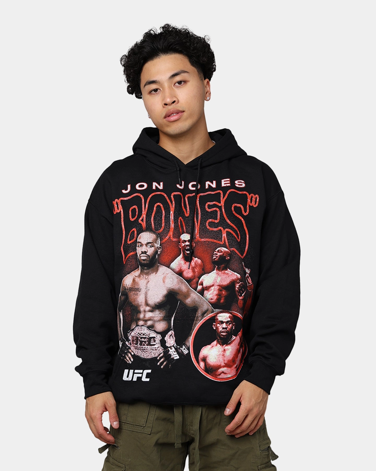 UFC By Goat Crew Jon Jones Vintage Hoodie Black Wash Secure Storage
