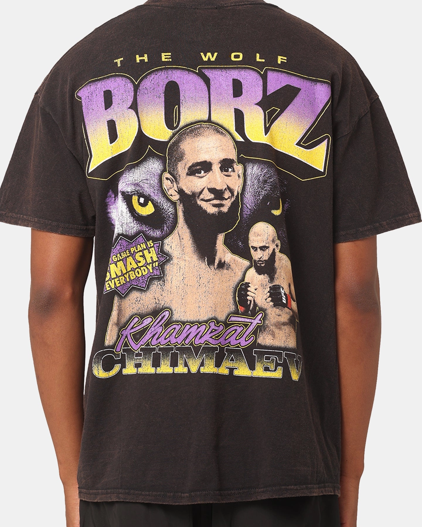 UFC By Goat Crew Khamzat Chimaev Borz Vintage T-Shirt Black Wash Comfy Look