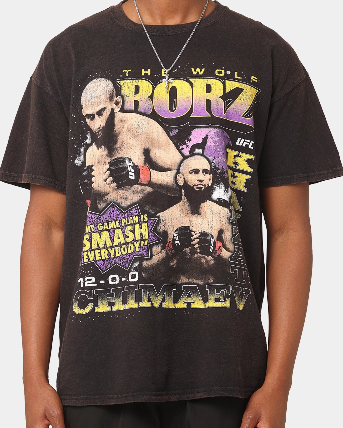 UFC By Goat Crew Khamzat Chimaev Borz Vintage T-Shirt Black Wash Effortless Wearable Travel Trend
