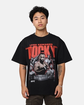 UFC By Goat Crew Leon "Rocky" Edwards Vintage T-Shirt Black Wash Classic Wearable Slim fit sleekness