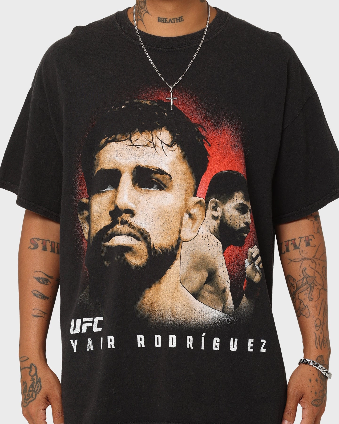 Unisex versatility UFC By Goat Crew Yair Rodriguez Vintage T-Shirt Black Wash