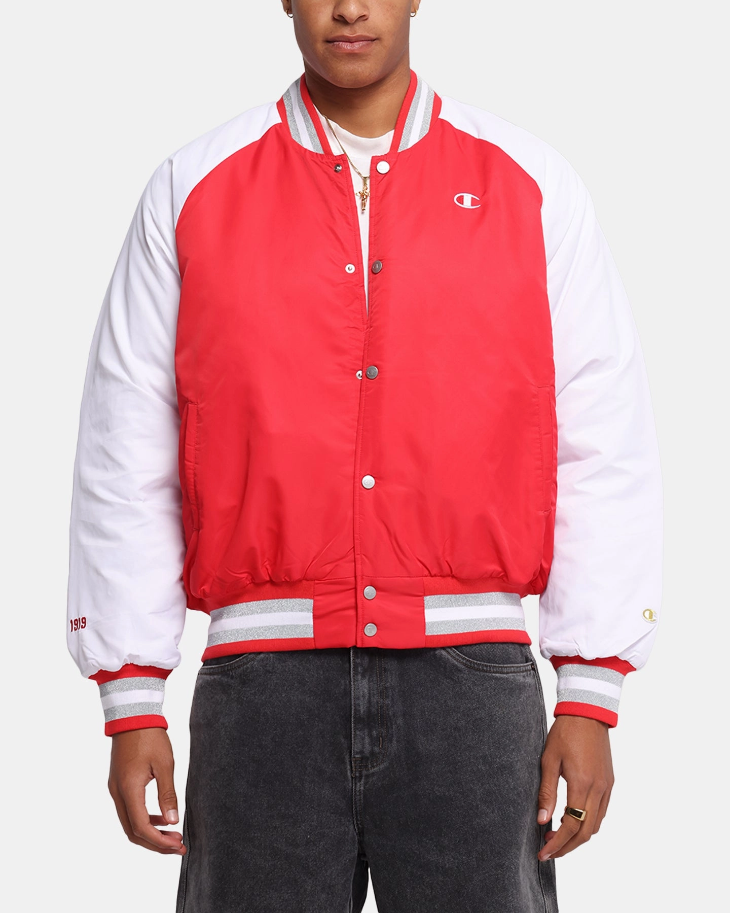 Anti Slip Collar Champion Rebel USA Letterman Jacket Red Spark Csi