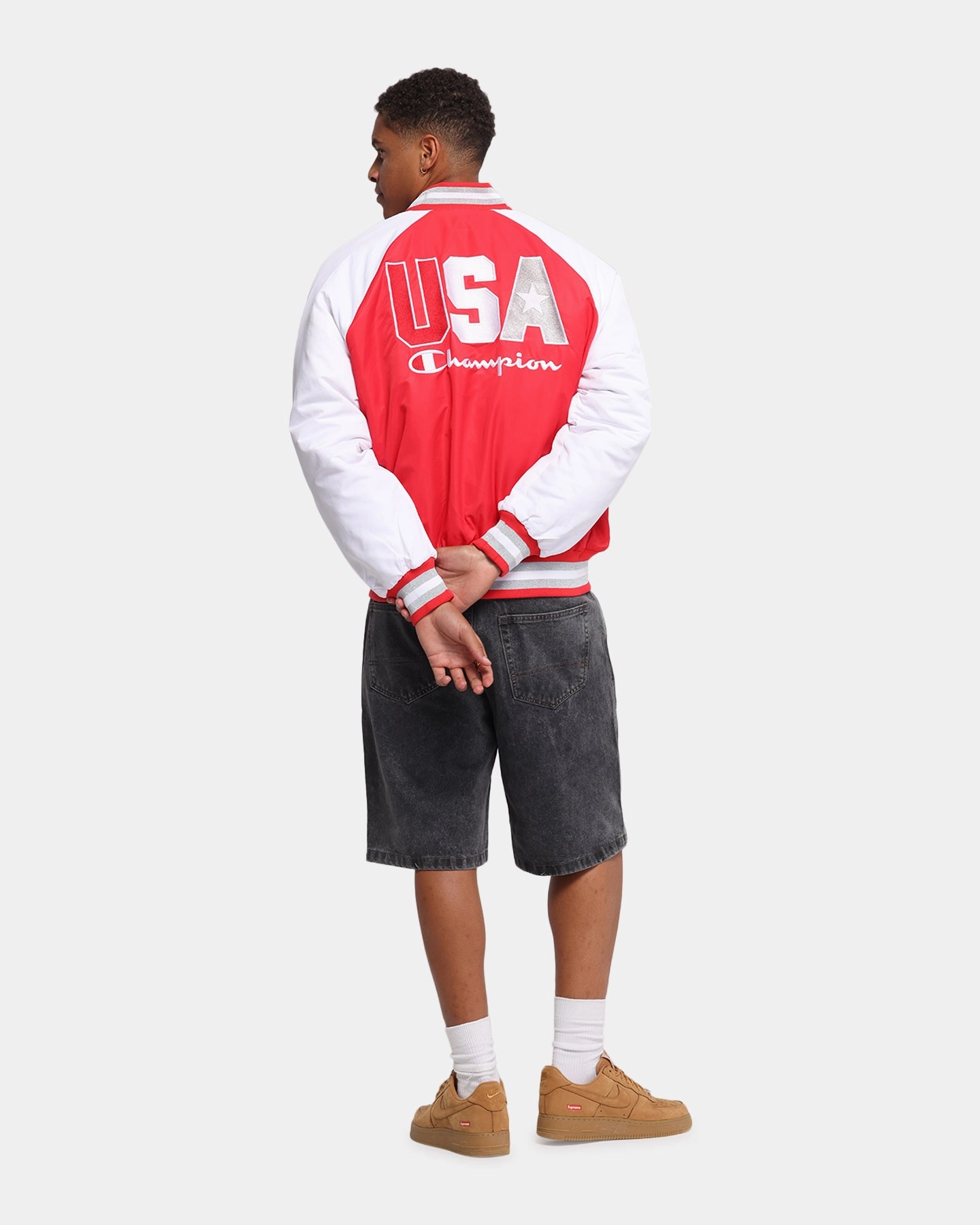 Champion Rebel USA Letterman Jacket Red Spark Csi Produce Utility Focus