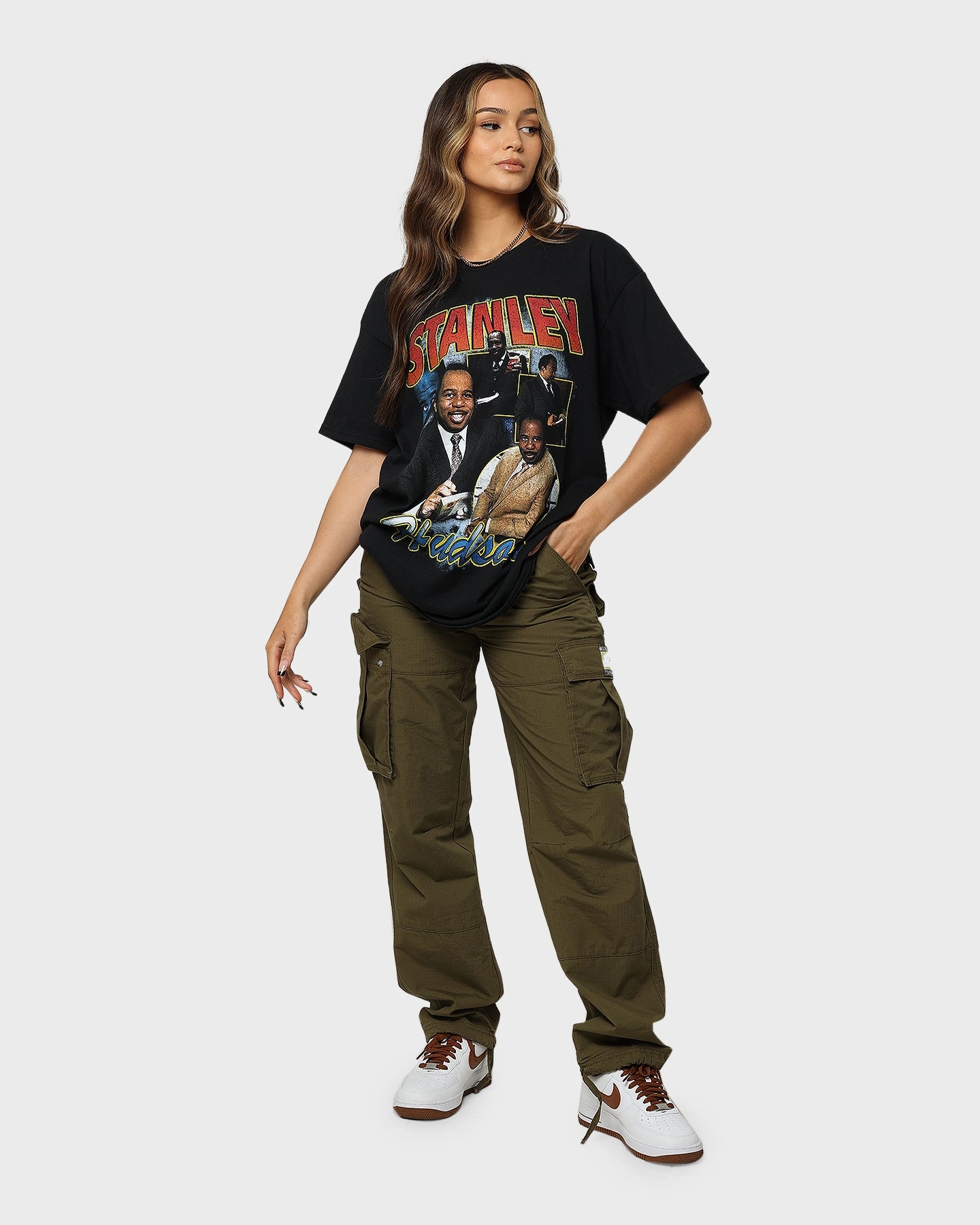 American Thrift X The Office Stanley Hudson Vintage T-Shirt Black anti static coating ReinforcedShoulderPanels