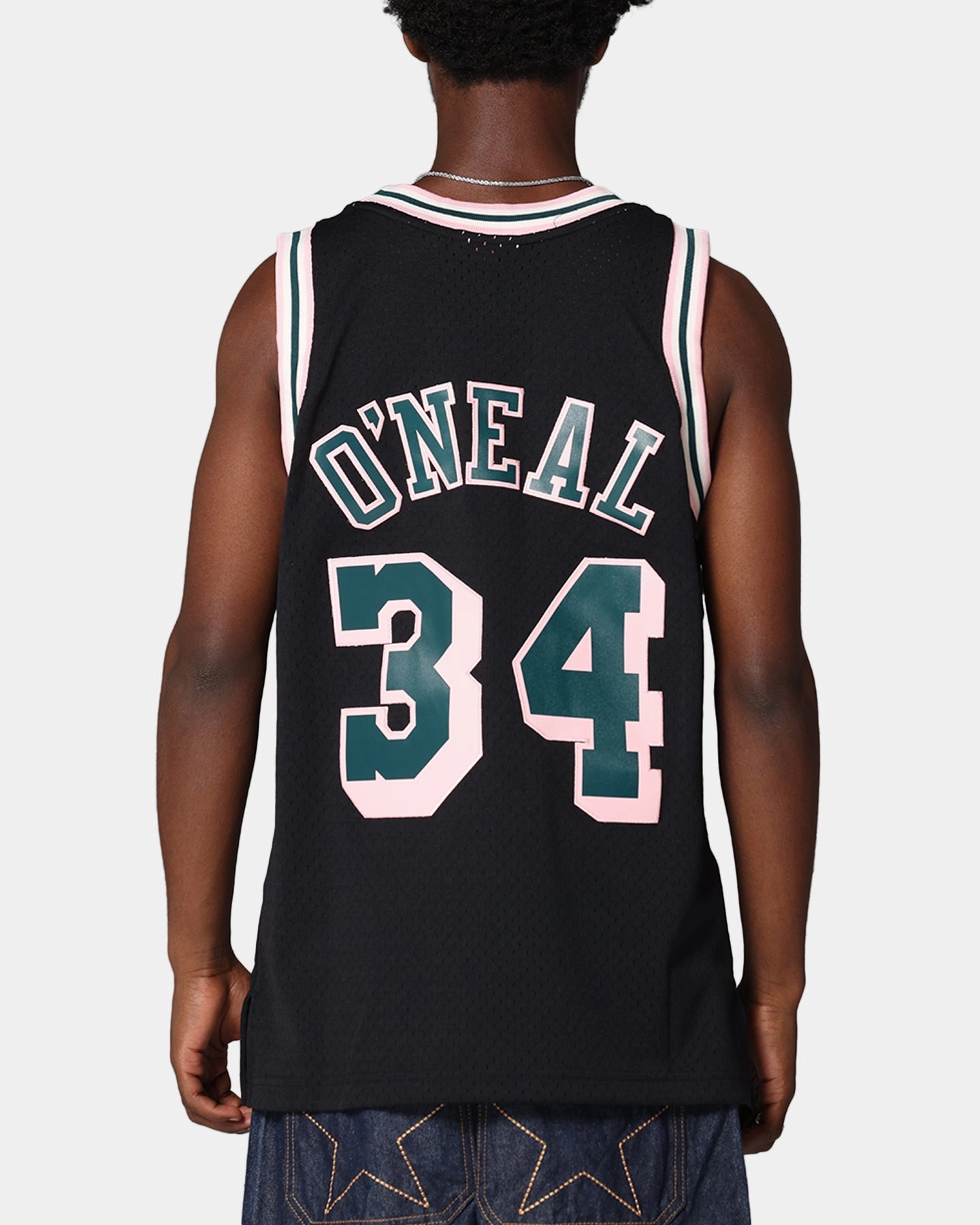 Ultra Smooth Flat Seams Mitchell & Ness Los Angeles Lakers Shaquille O'Neal 'Deep Emerald' Swing Jersey Black