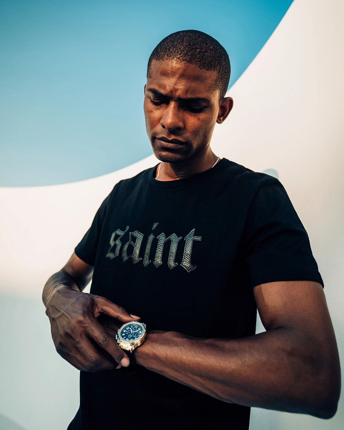 Silk combination Saint Morta Cambronne Snake El Duplo T-Shirt Black/Black