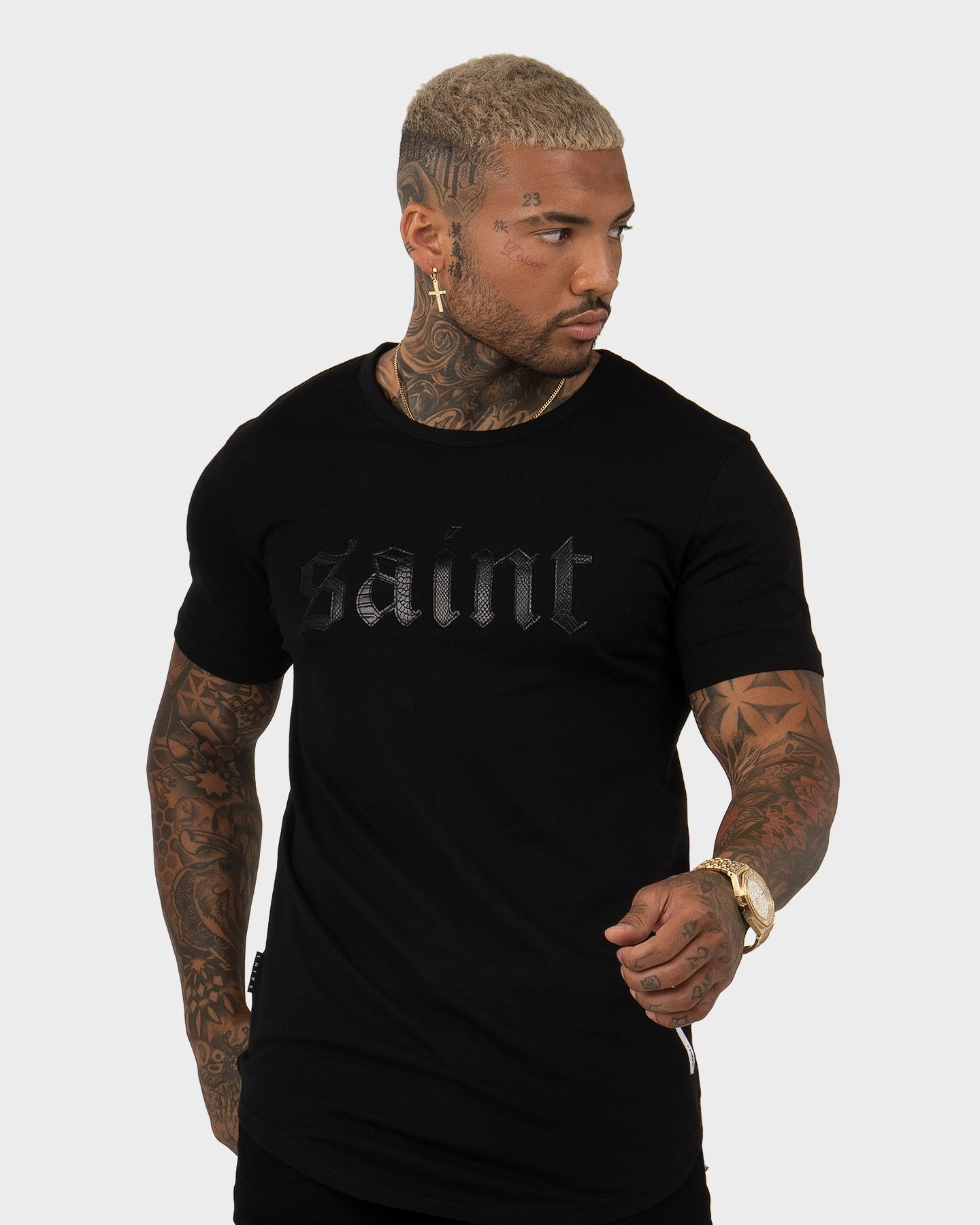 Saint Morta Cambronne Snake El Duplo T-Shirt Black/Black Bohemian style Lightweight Look