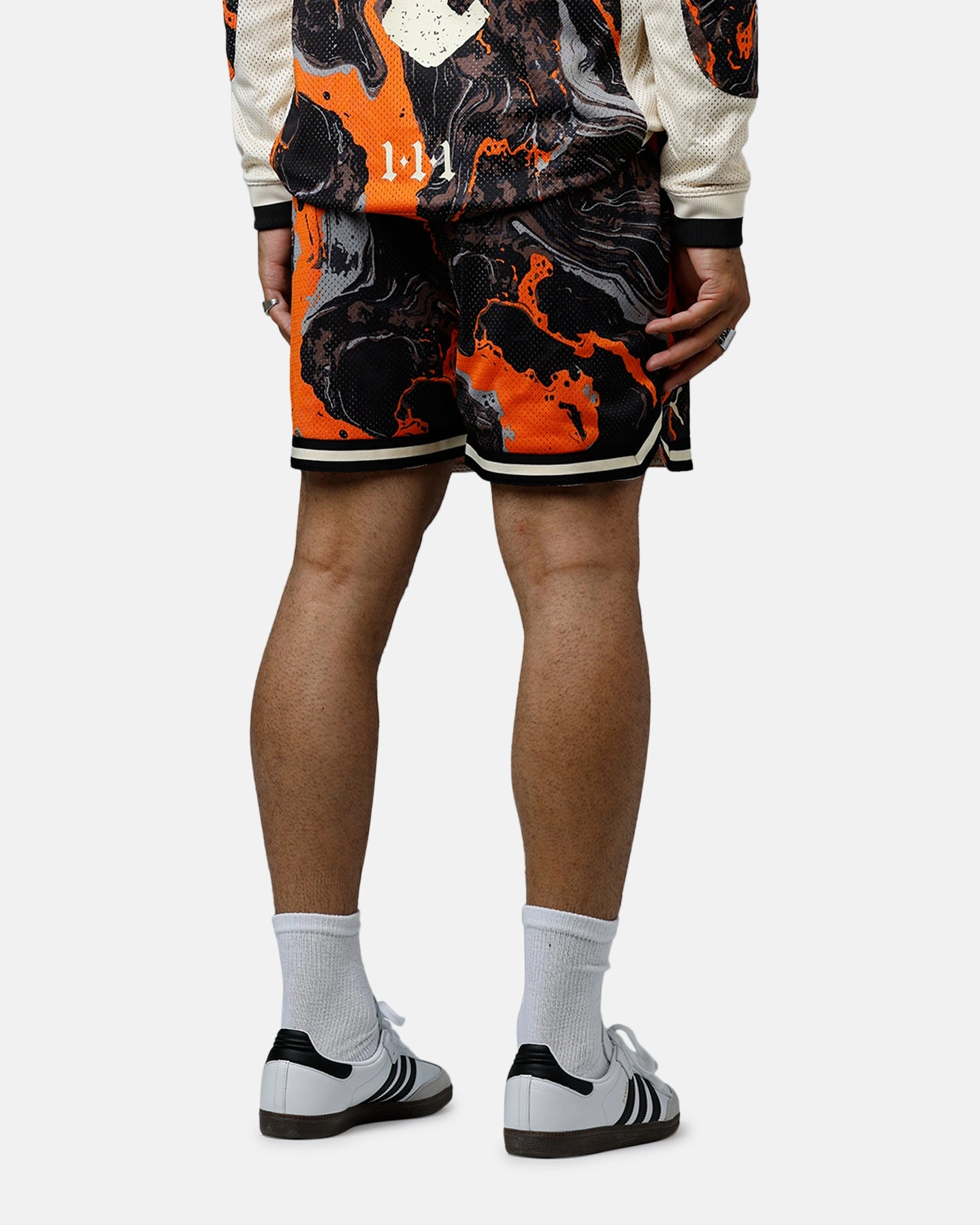 Striped Pattern Puma Lafranc?? Heem All Over Print Shorts Orange