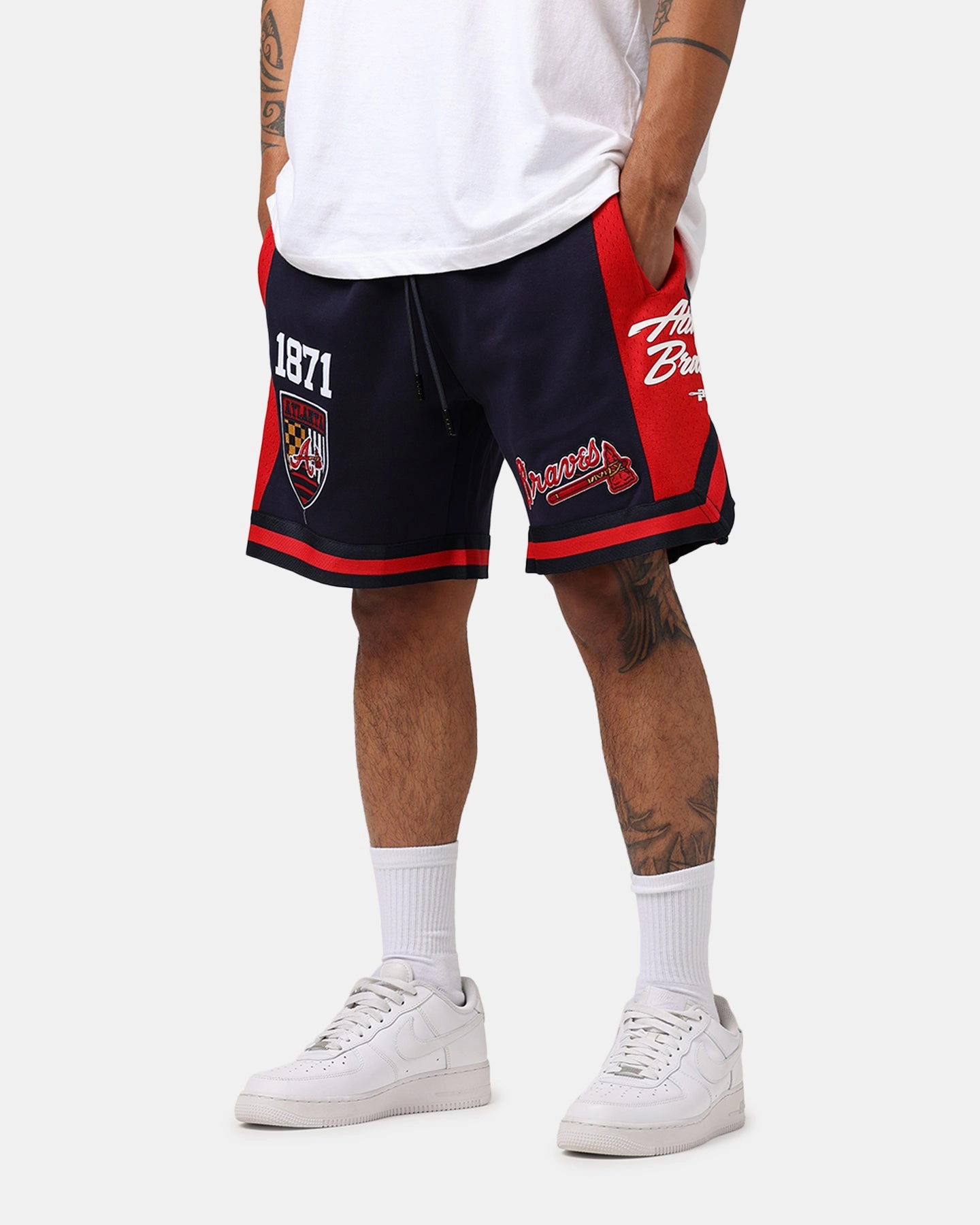 Pro Standard Atlanta Braves Fast Lane 2.0 Shorts Midnight/Red Water Repellent Coating