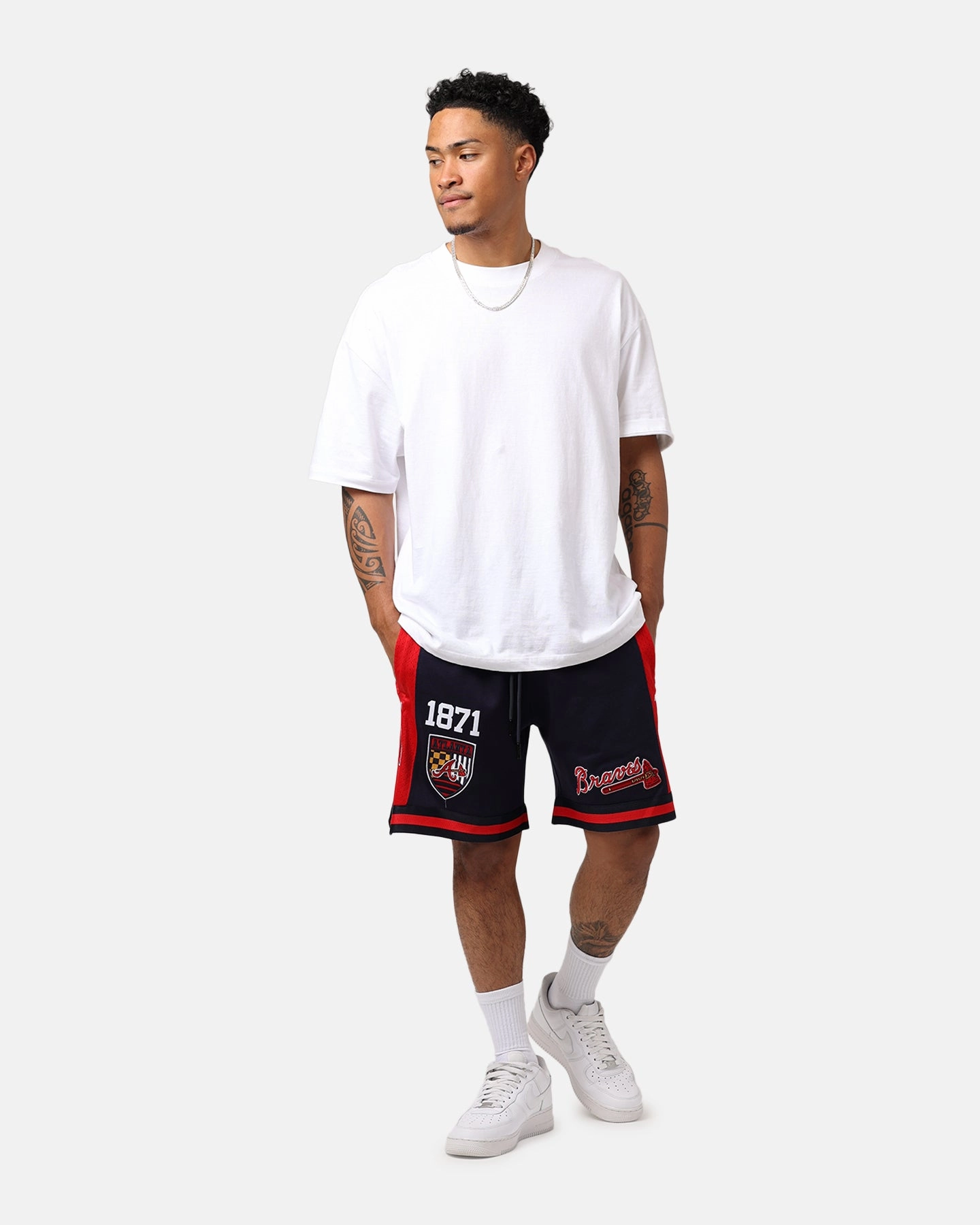 Pro Standard Atlanta Braves Fast Lane 2.0 Shorts Midnight/Red Daily Fit surf wear