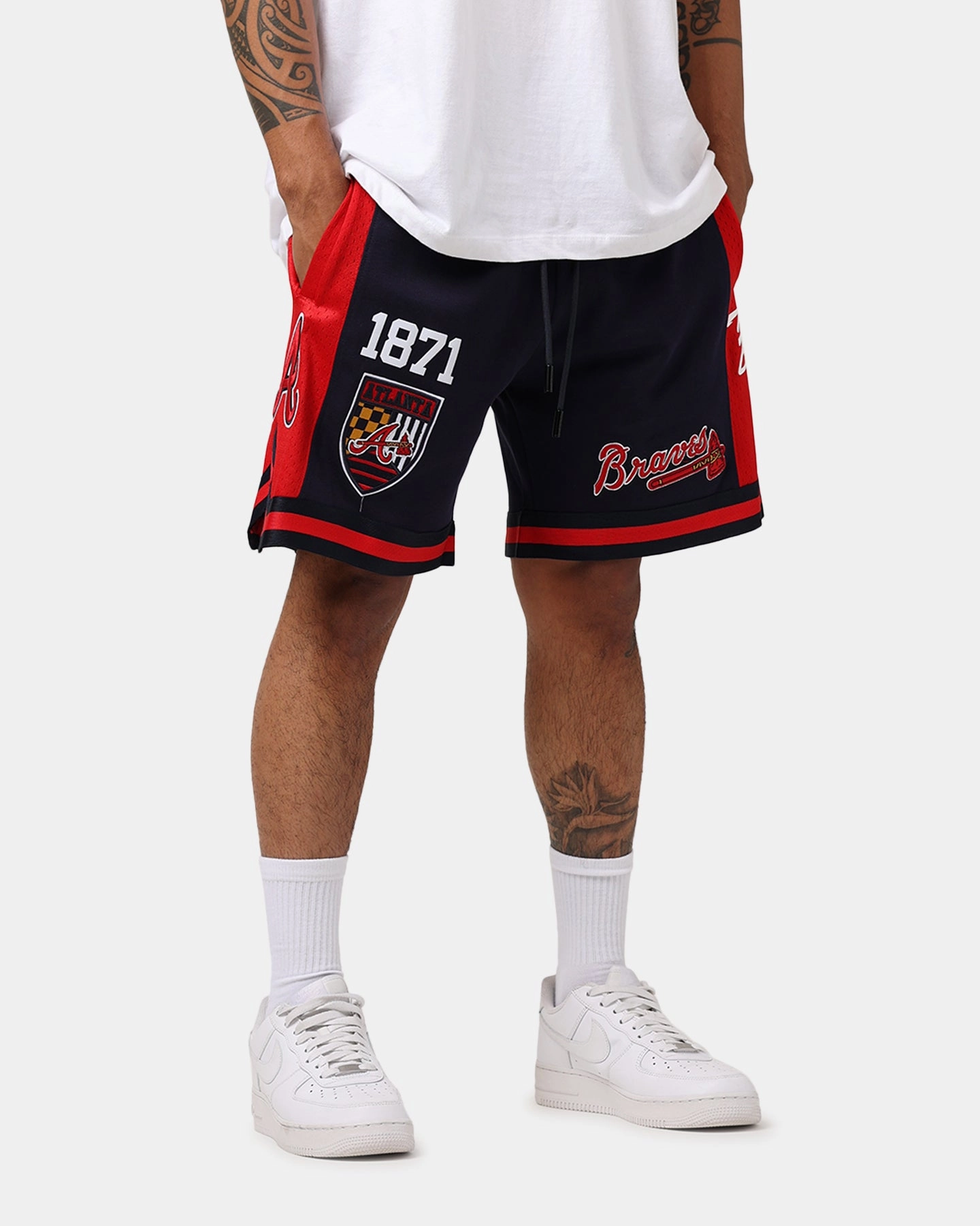 Breathable Cut LightweightFabric Pro Standard Atlanta Braves Fast Lane 2.0 Shorts Midnight/Red