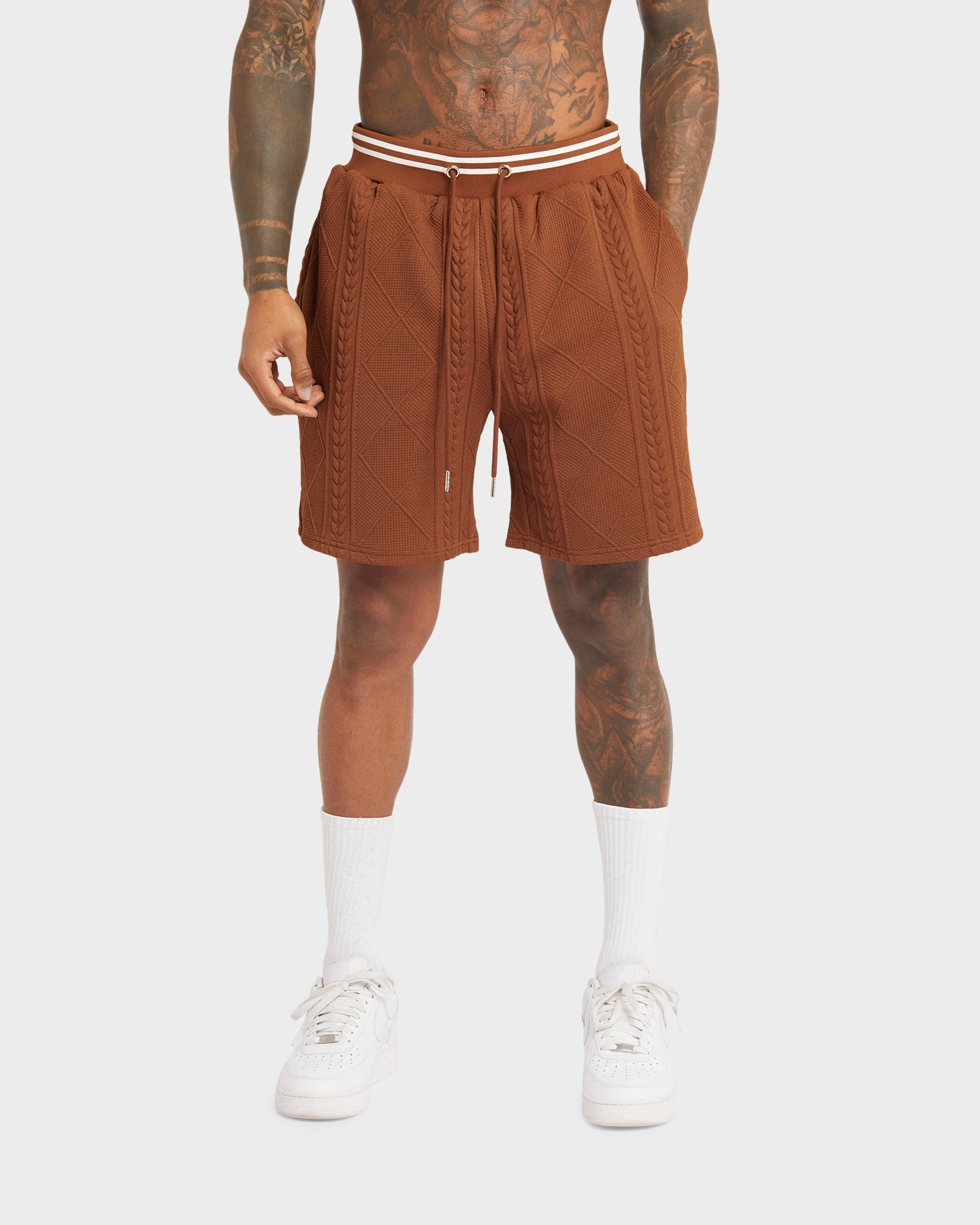 XXIII Danny Knit Shorts Brown Wrinkle Resistant Finish