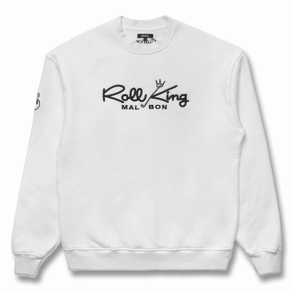 Water resistant coating Malbon Roll King Crew Fleece Golf Sweater White - FW24 Men