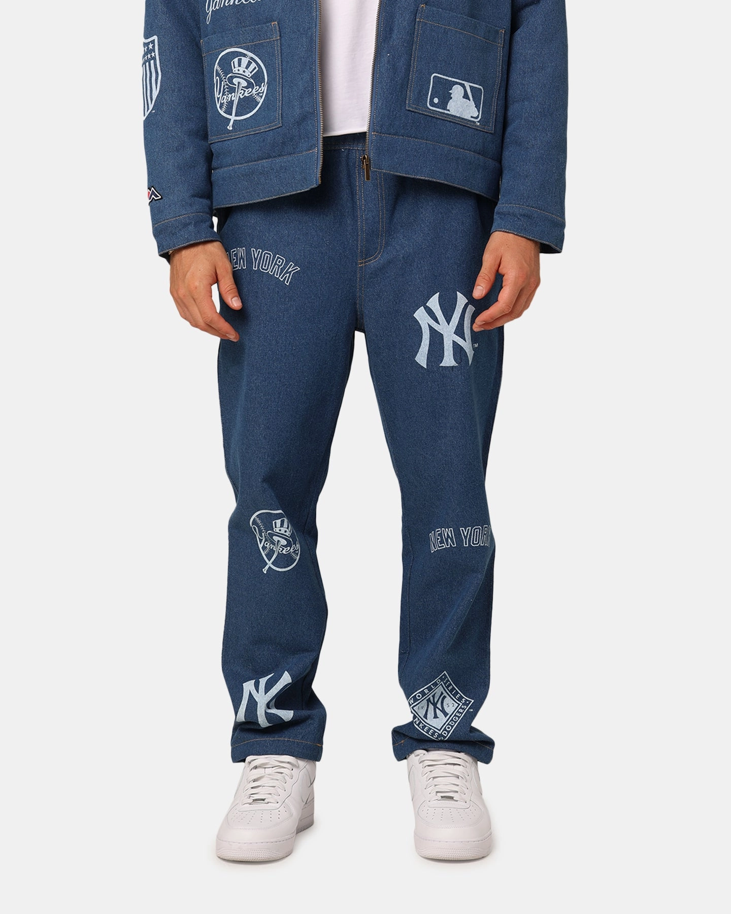 Layer game Majestic Athletic New York Yankees Etched Denim Jeans Washed Blue Denim