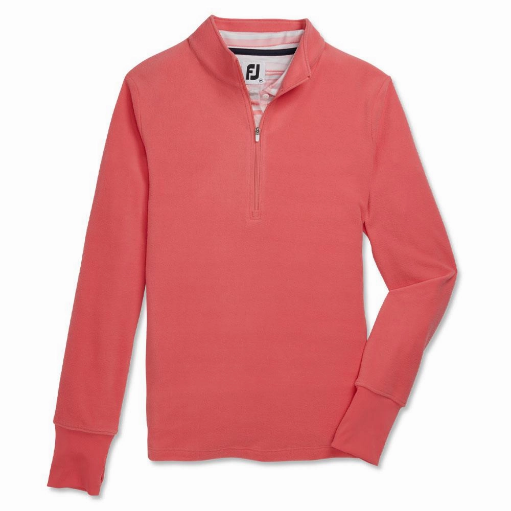 EcoFriendly Dye FootJoy Half-Zip Fleece Mid Layer Golf Pullover Bright Coral - FA23 Women