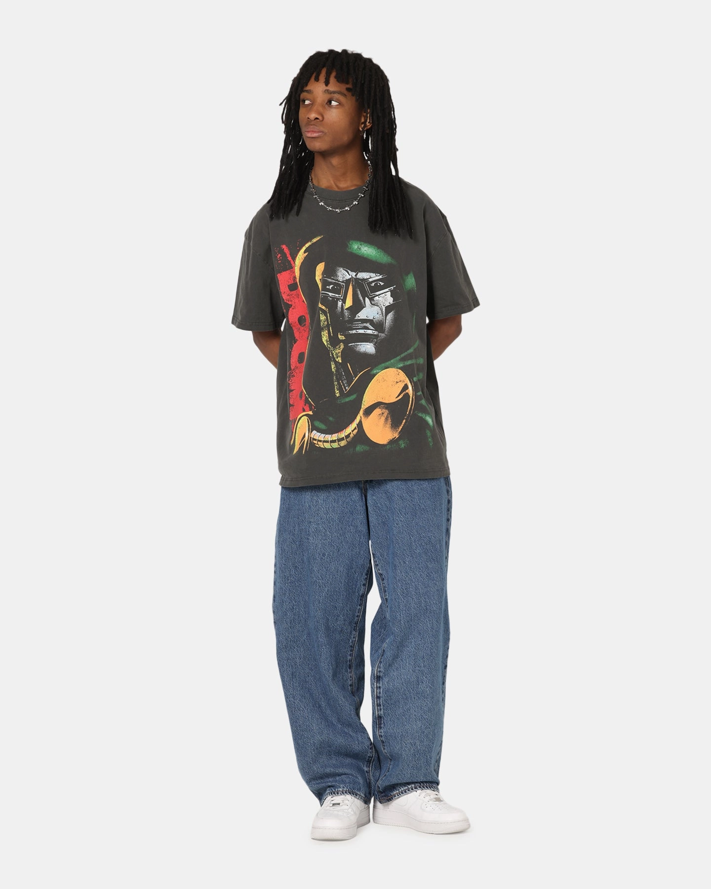 Multi Panel Structure Evergreen 73 Studio Marvel Fantastic Four Doctor Doom Heavy T-Shirt Black Wash