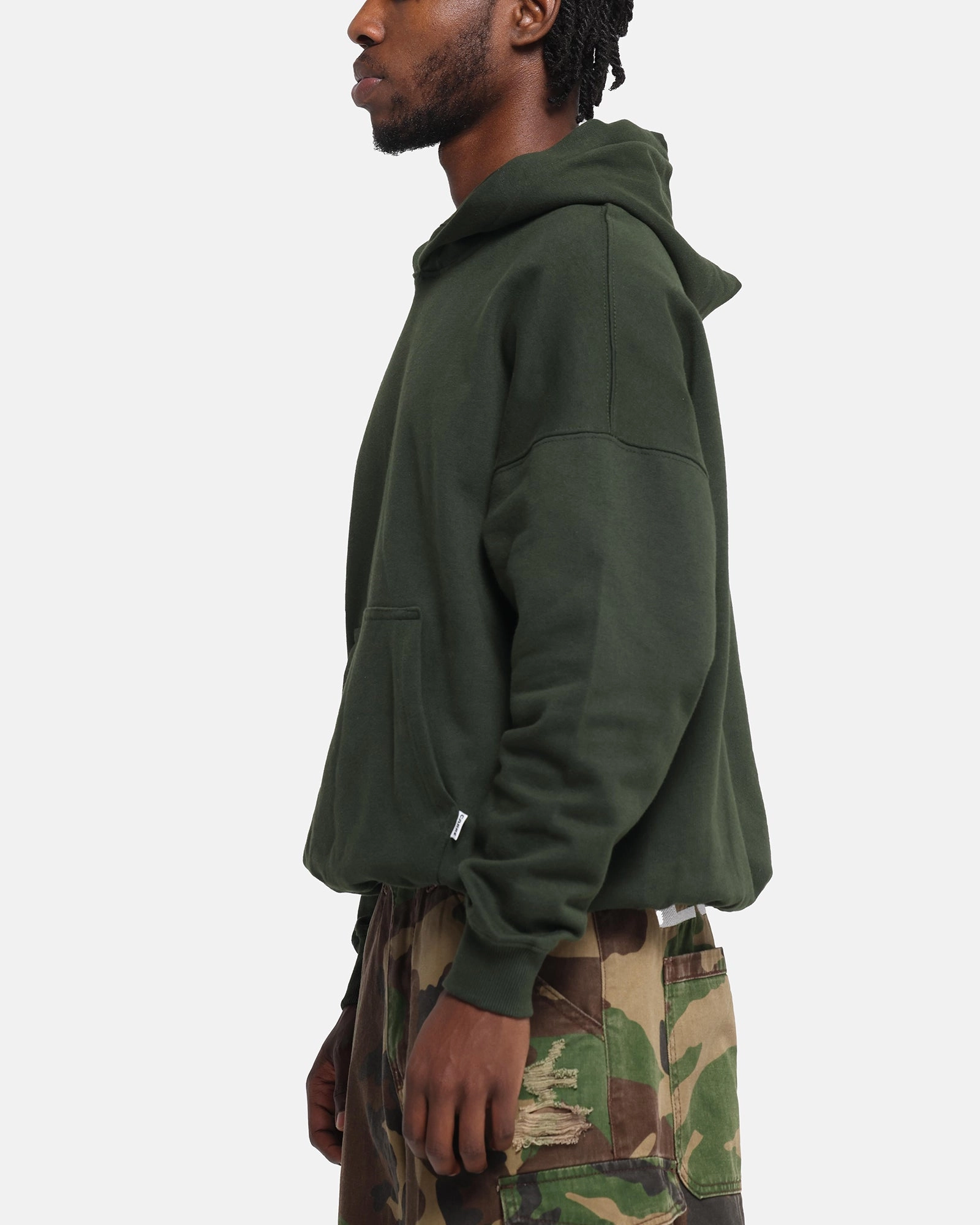 Carr?? Blanc Oversized Hoodie Dark Green Flexible Shoulder Design single crewed
