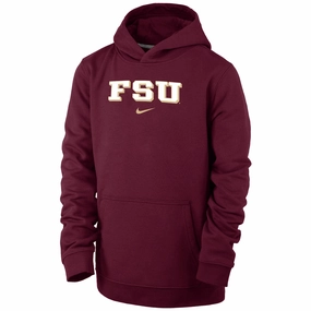 Ergonomic Tailoring Easy Movement Cut Nike Youth FSU Club Fleece PO Hood - Garnet
