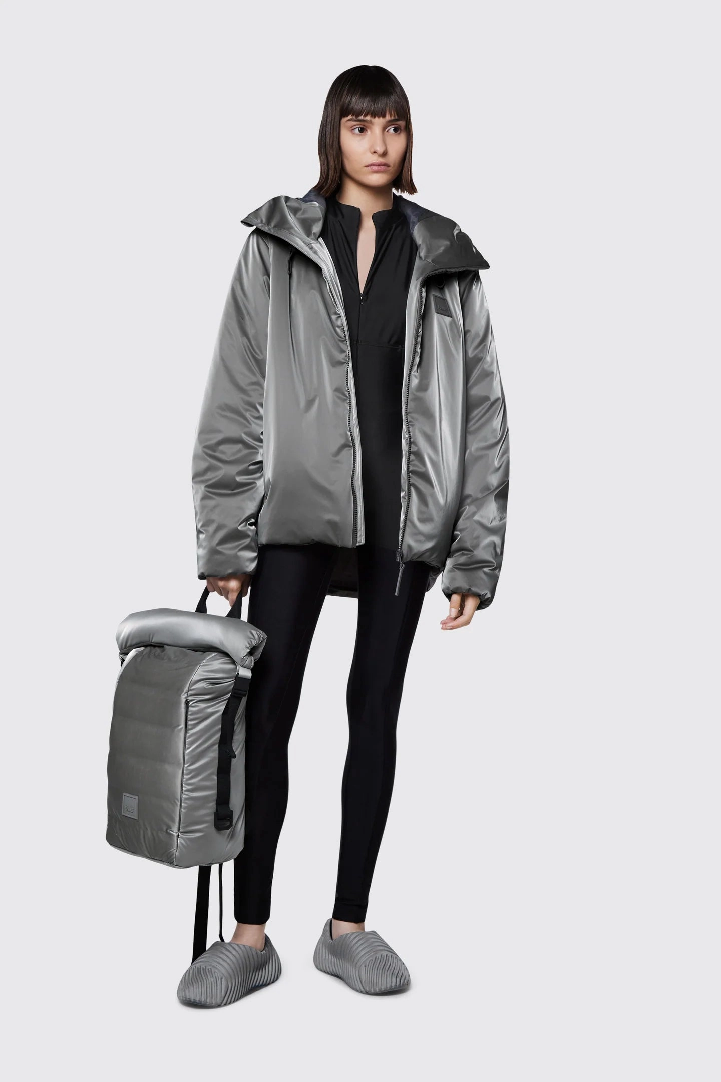 Quick Pull Zipper Anti Slip Shoulder Pads RAINS Loop Jacket 'Steel'