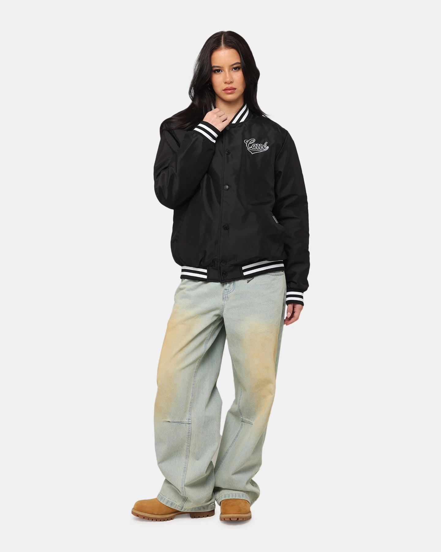 Carre Team Puffer Varsity Jacket Black/White Compact packaging LowProfile Design