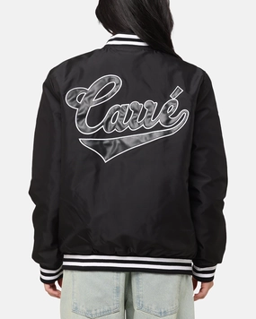 Double stitching Carre Team Puffer Varsity Jacket Black/White