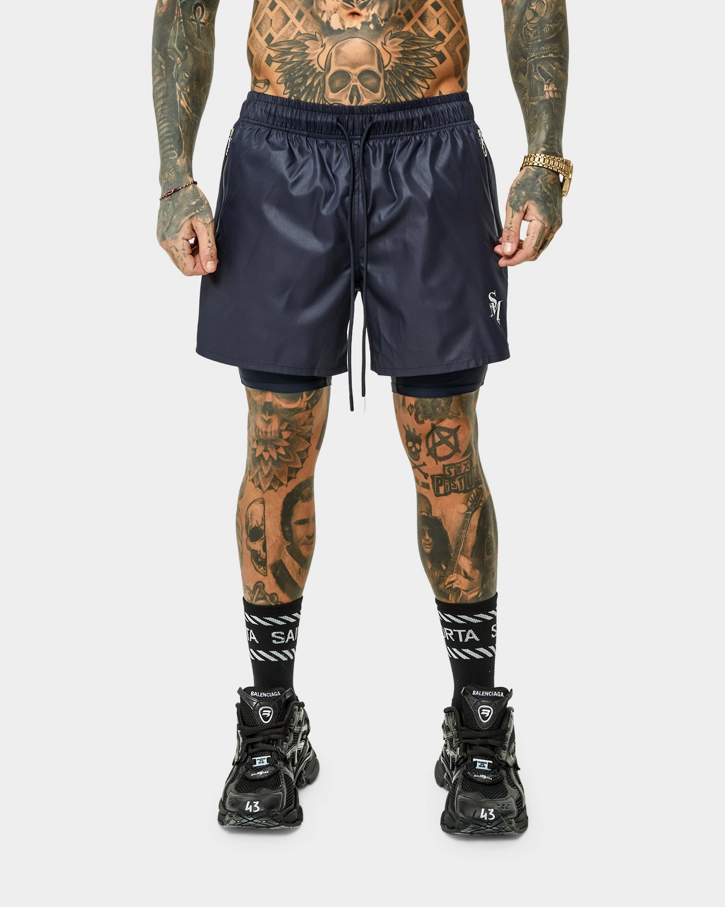 belt Saint Morta Icarus Athletic Shorts Navy