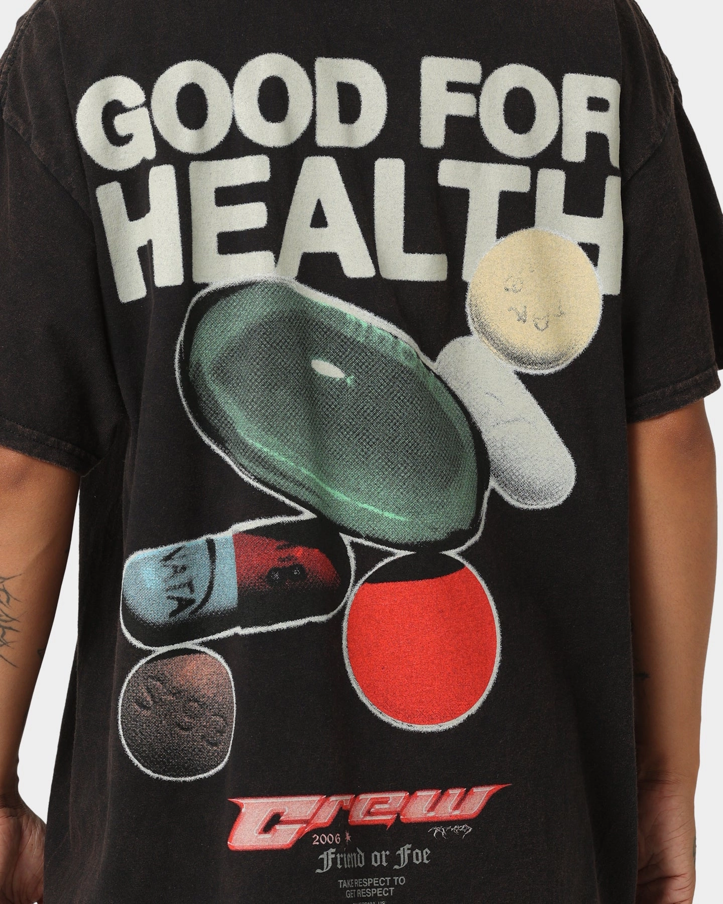 AntiStatic Properties Goat Crew Good 4 Health Vintage T-Shirt Black Wash