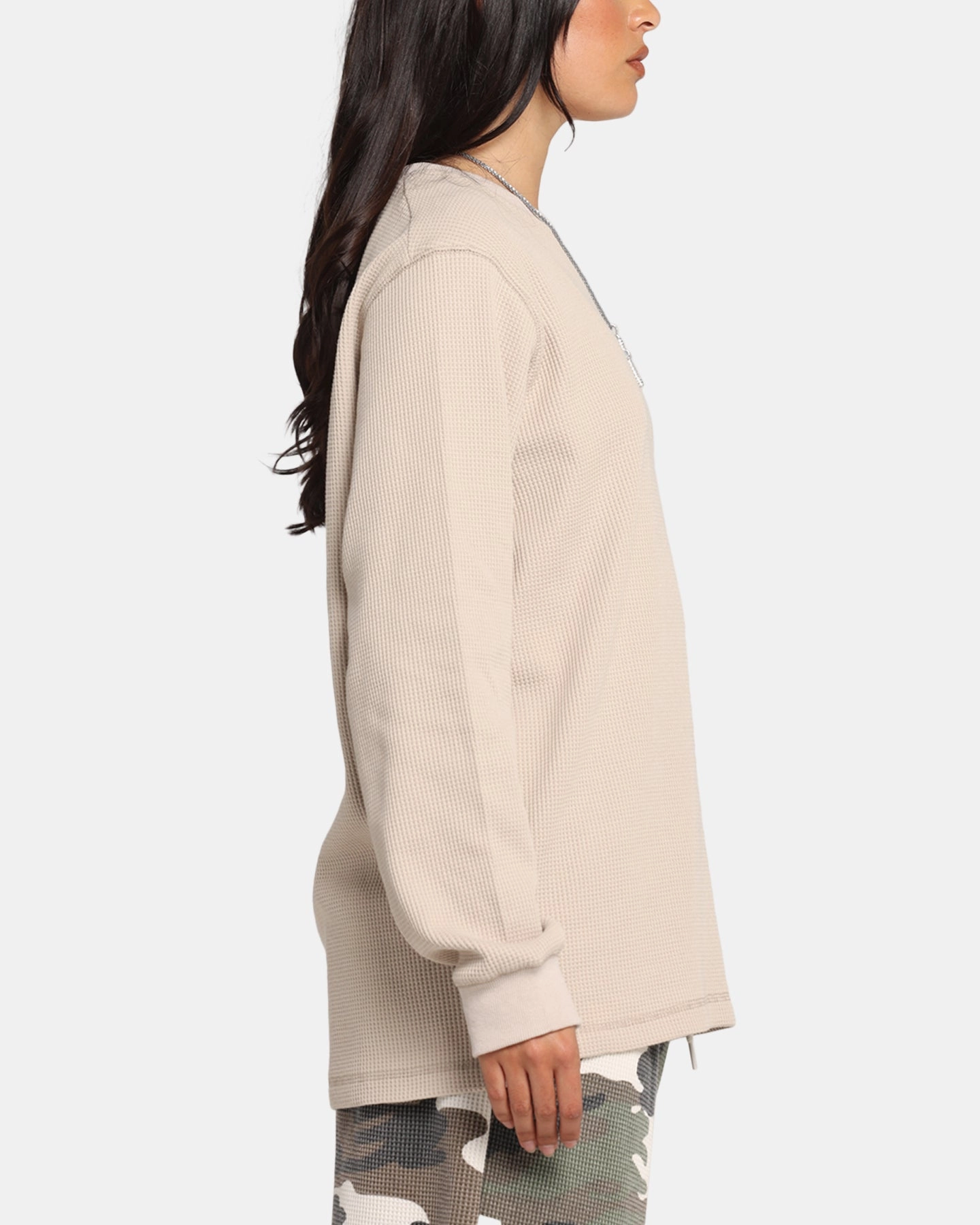 Crew Neck Design Zero Waste Production XXIII Thermal Long Sleeve T-Shirt Sand