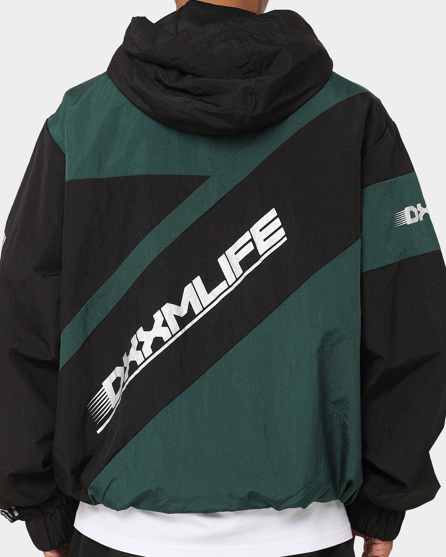 DXXMLIFE L-6 D Racing Windbreaker Black/Dark Green Fashionable Storm Resistant Closure
