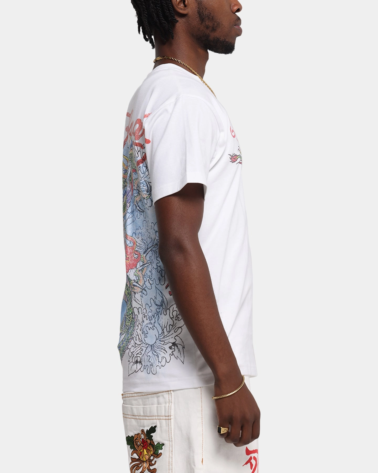 Ed Hardy Rising Dragon Vintage T-Shirt White Layering Comfort Wear