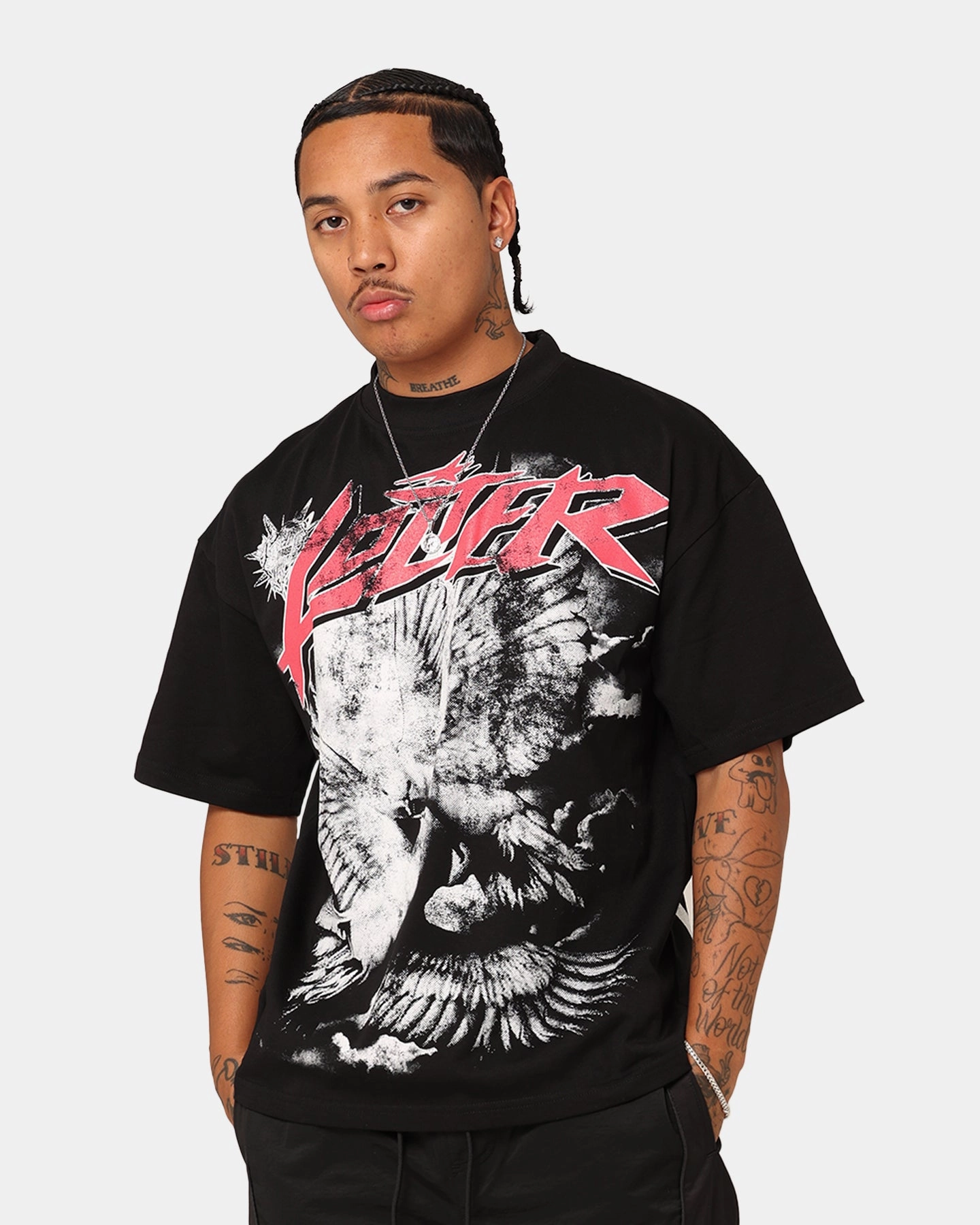Loiter Dove Vintage T-Shirt Black Versatile Layer Classic Trend Look