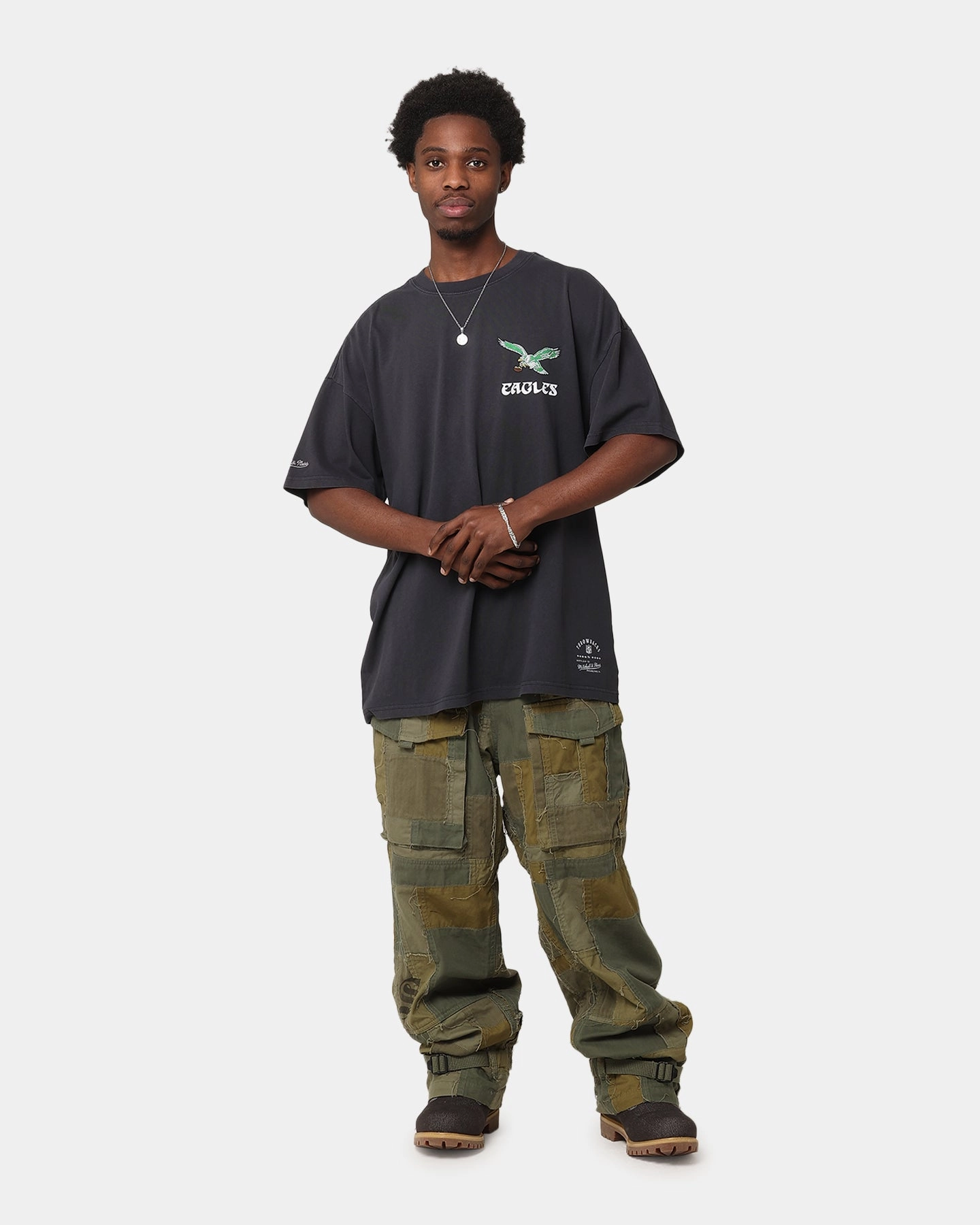 Mitchell & Ness Philadelphia Eagles 'Alter Ego' Flames T-Shirt Faded Black Simple Wear slim fit