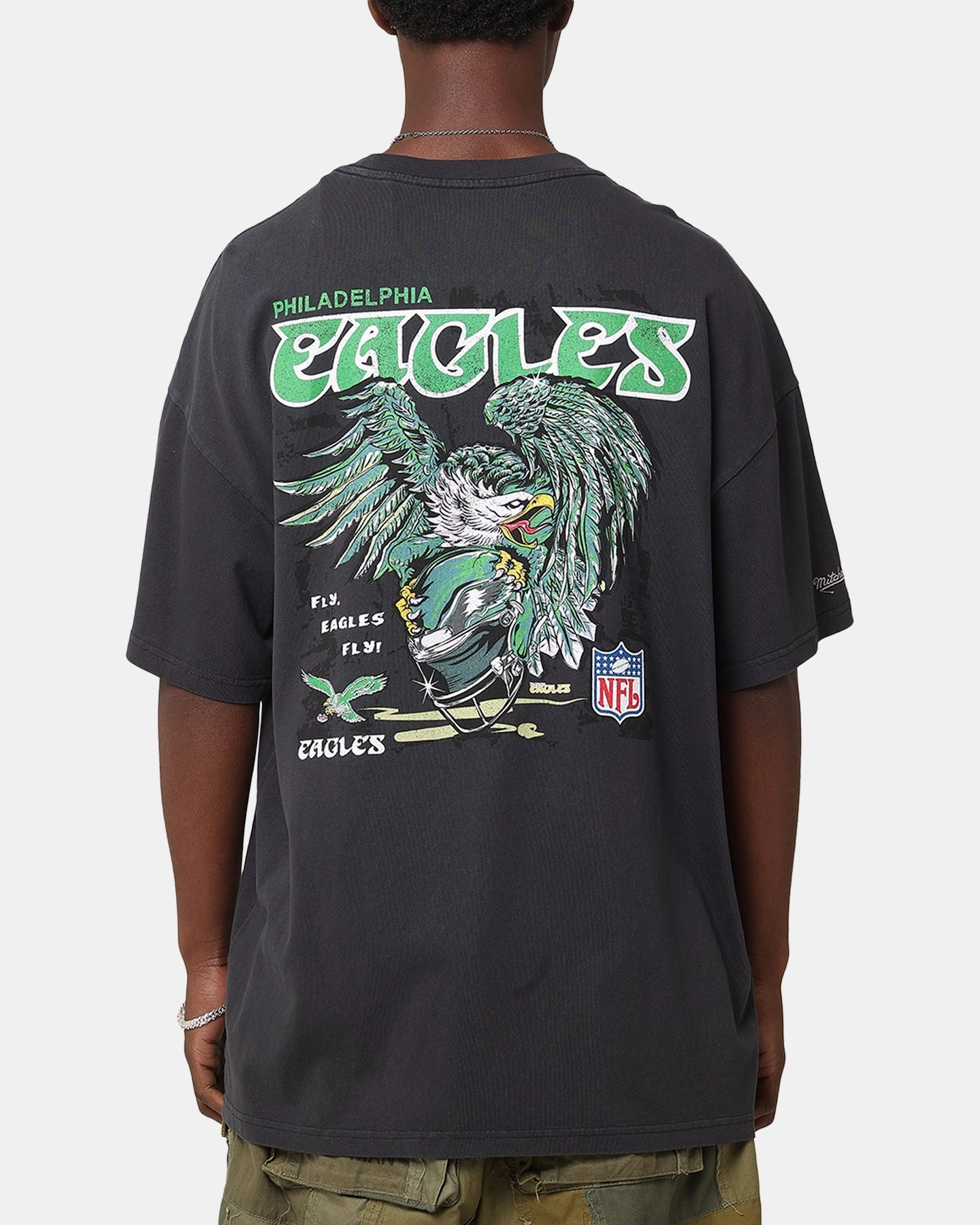 Street Casual Mitchell & Ness Philadelphia Eagles 'Alter Ego' Flames T-Shirt Faded Black