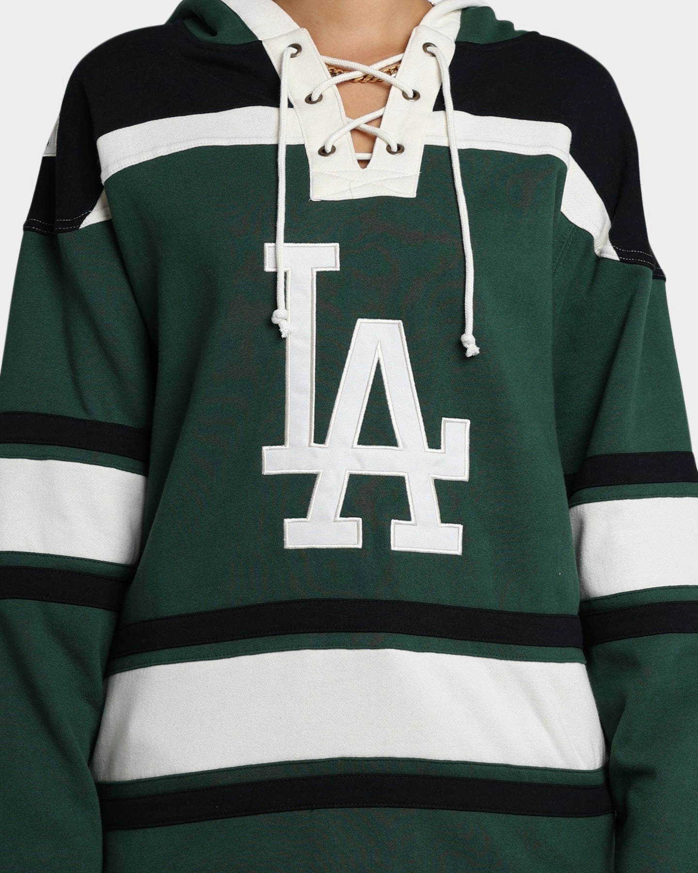 Street Style Trendy 47 Brand Los Angeles Dodgers Superior Lacer Hoodie Dark Green