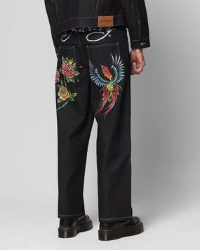 Soft Touch Stylish Daily Wear Parent Style Ed Hardy Denim Jeans Raw Indigo