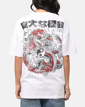 School spirit Cozy And Warm Goat Crew Osaka Dragon T-Shirt White