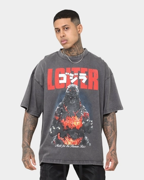 Zero Waste Production MicroPiqueKnit Loiter X Godzilla Godzilla Vintage T-Shirt Charcoal