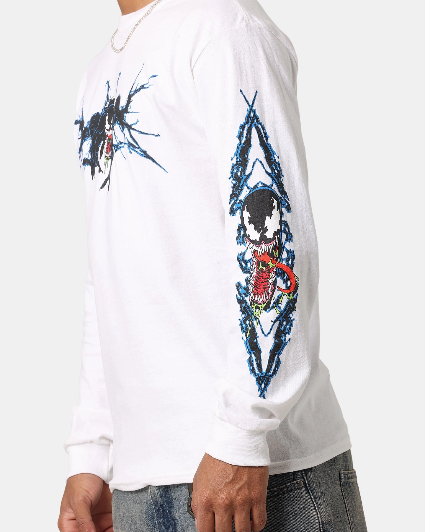 City Casual Goat Crew Marvel Spider-Man Y2K Venom Long Sleeve T-Shirt White