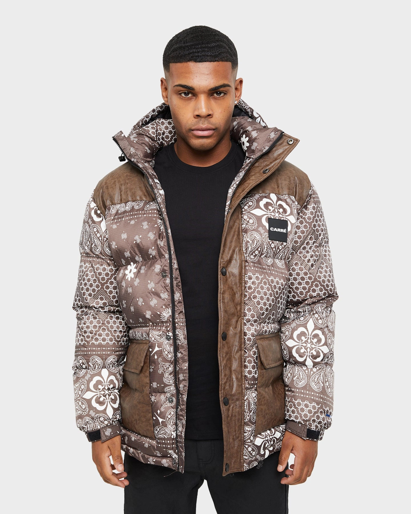 Carre Bandana Ultra Roadman Puffer Jacket Dark Brown Surf
