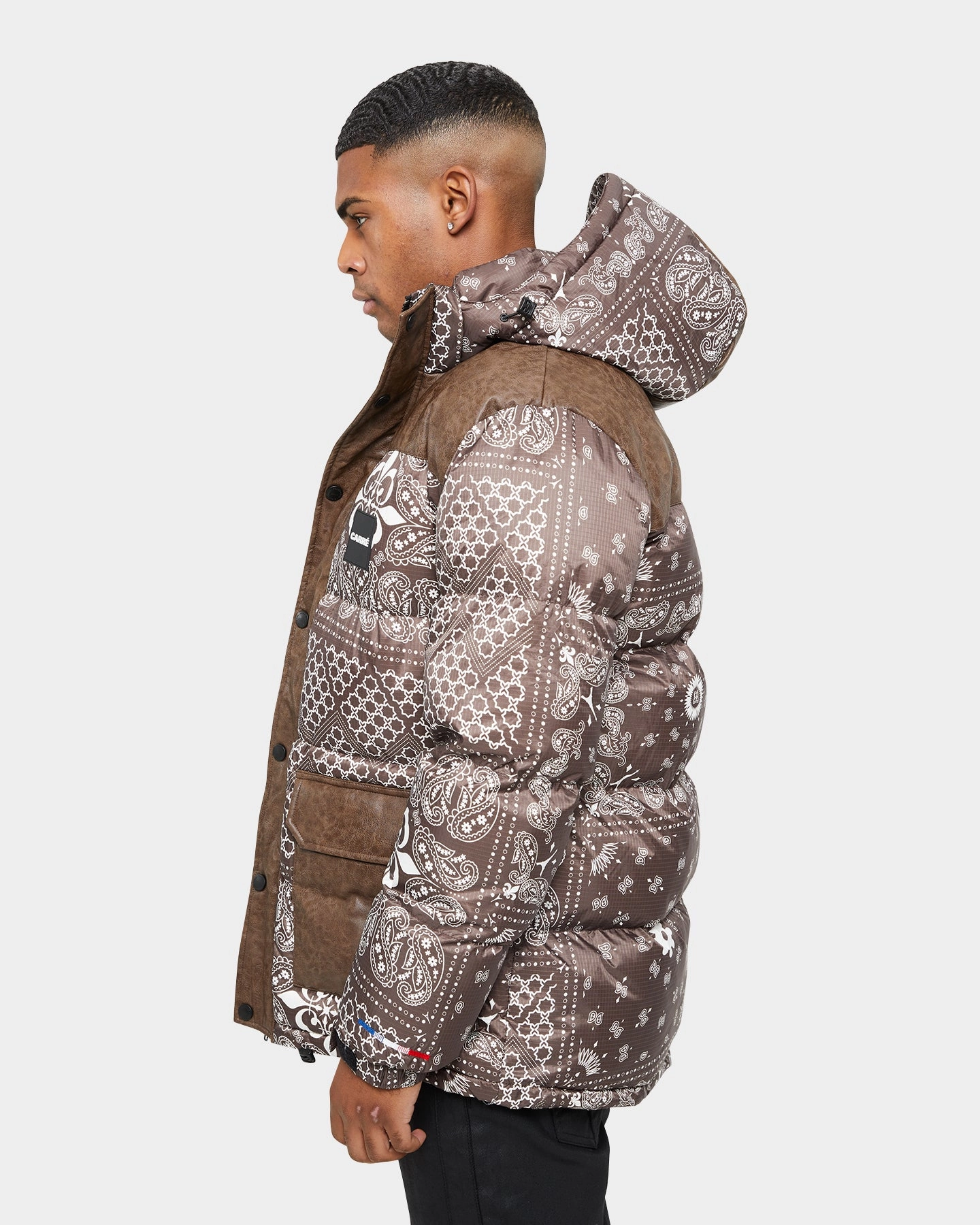 Corduroy Carre Bandana Ultra Roadman Puffer Jacket Dark Brown